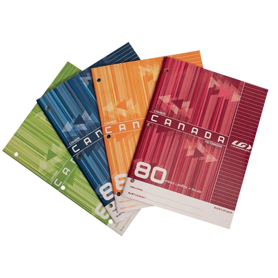CAHIER CANADA LIGNÉ 80 PAGES LG - SCOLAIRE - IMPORTATIONS GEOCAN INC