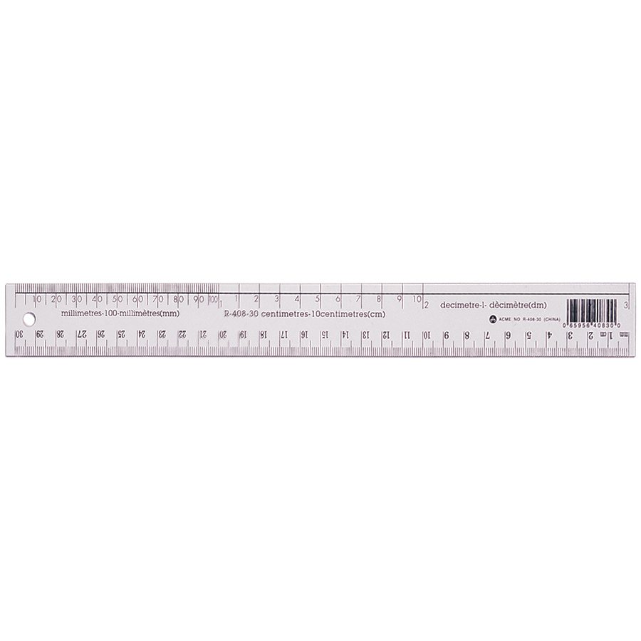 RÈGLE PLASTIQUE 30CM TRANSPARENTE - ACCESSOIRES DE BUREAU - ACME UNITED