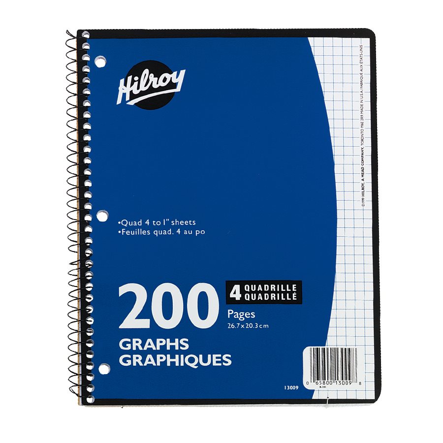 CAHIER SPIRALE QUADRILLÉ 1 SUJ. 200 P - PAPETERIE - HILROY - ACCO BRANDS CANADA LP