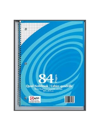 CAHIER QUADRILLÉ 84 PAGES 5 MM - PAPETERIE - ASIA PULP & PAPER ( CANADA ) LTD