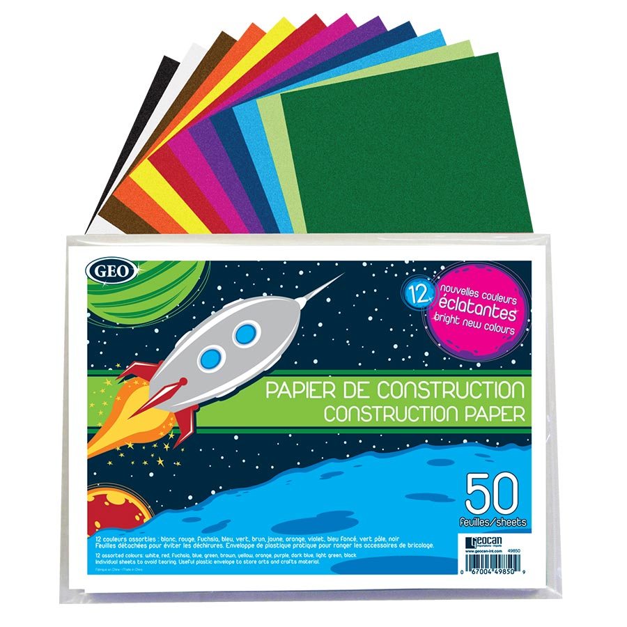 ENS. DE PAPIER DE CONSTRUCTION ( 50 ) - SCOLAIRE - IMPORTATIONS GEOCAN INC
