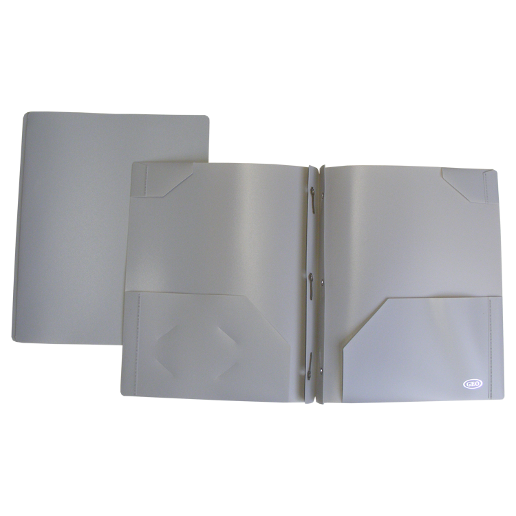 DUO-TANG À POCH. PLASTIQUE GRIS - RELIURES & PRESENTATION - IMPORTATIONS GEOCAN INC