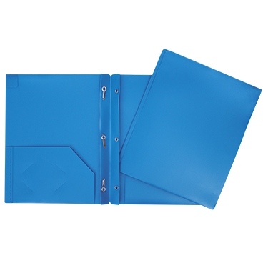 DUO-TANG À POCH. PLASTIQUE BLEU PALE - RELIURES & PRESENTATION - IMPORTATIONS GEOCAN INC