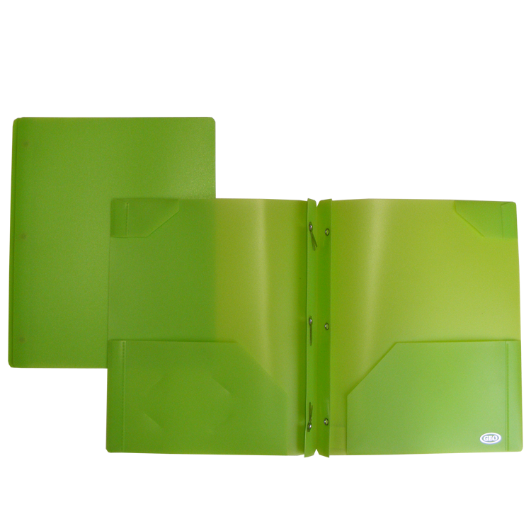 DUO-TANG À POCH. PLASTIQUE VERT PALE - CLASSEMENT & RANGEMENT - IMPORTATIONS GEOCAN INC