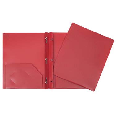 DUO-TANG À POCH. PLASTIQUE ROUGE - RELIURES & PRESENTATION - IMPORTATIONS GEOCAN INC
