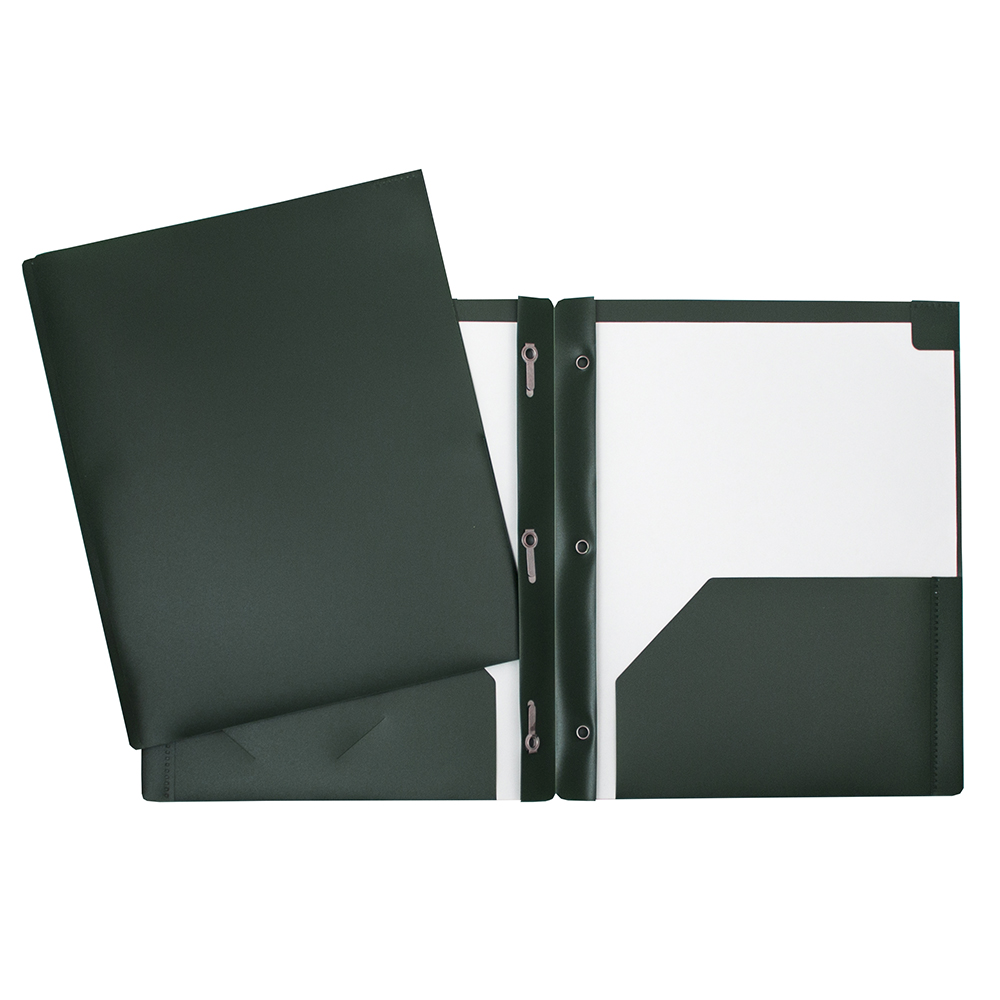 DUO-TANG À POCH. PLASTIQUE VERT - RELIURES & PRESENTATION - IMPORTATIONS GEOCAN INC