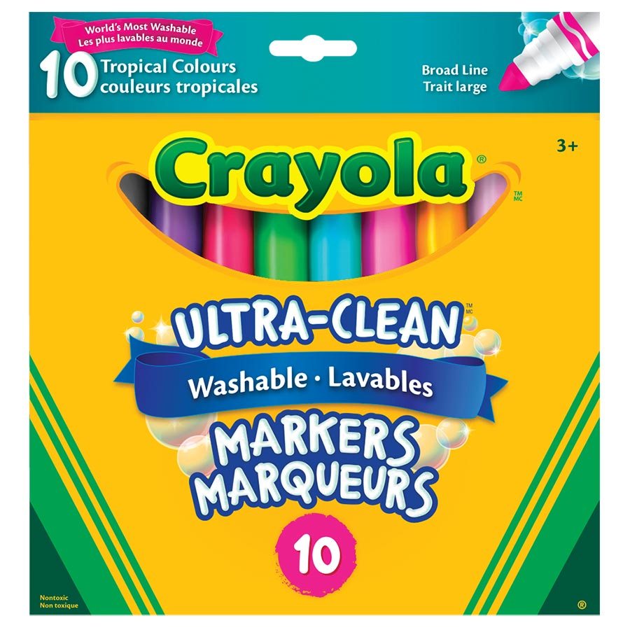 Marqueurs lavables Ultra-Clean couleurs tropicales - - CRAYOLA CANADA