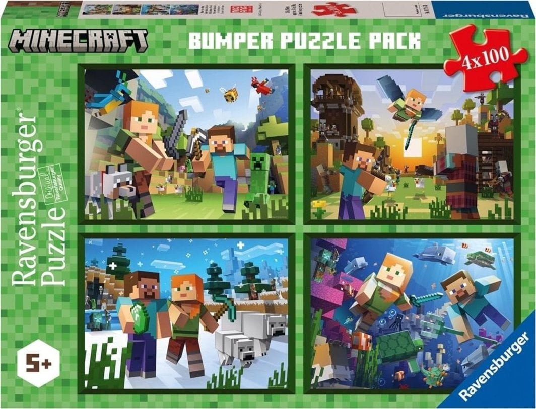Ravensburger - Minecraft 4 x 100 pieces - 100 PIÈCES XXL - RAVENSBURGER