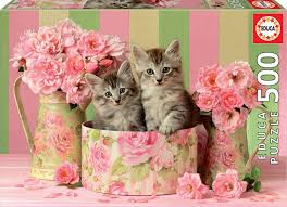 CASSE-TETE 500 CHATONS AVEC ROSES - CASSE-TÊTE ADULTES - educa