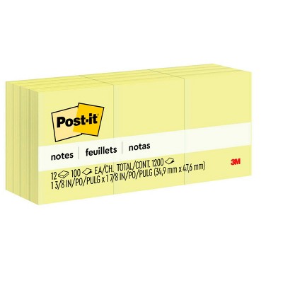 PAQ. DE 12 POST-IT 1.5X2 JAUNE - PAPETERIE - 3M