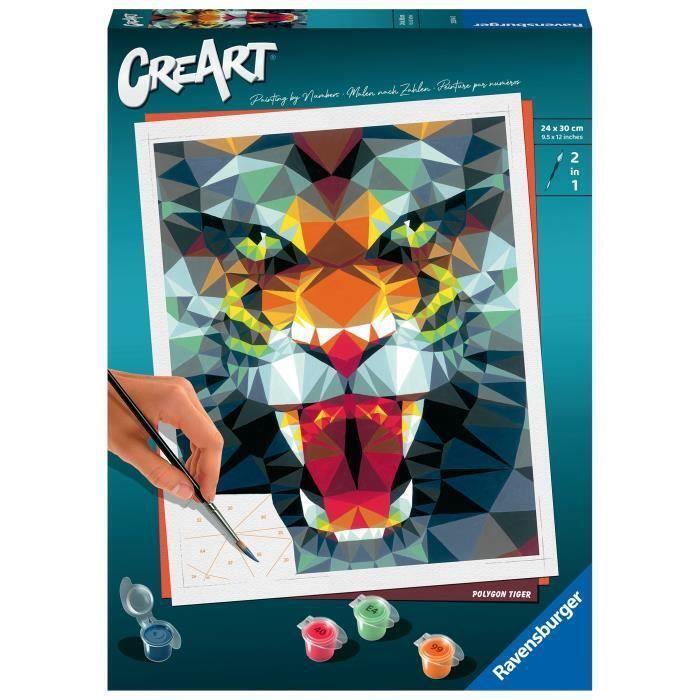 CreArt - Tigre Polygone 24 x 30 cm - DESSIN & COLORIAGE - RAVENSBURGER