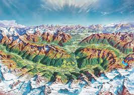 Heye - Map Art alpine Mountain Map, 2000 - 2000 PIÈCES ET PLUS - HEYE