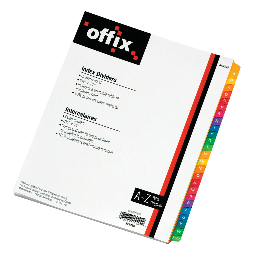 INTERCALAIRE OFFIX A-Z - CLASSEMENT & RANGEMENT - MICROSOFT