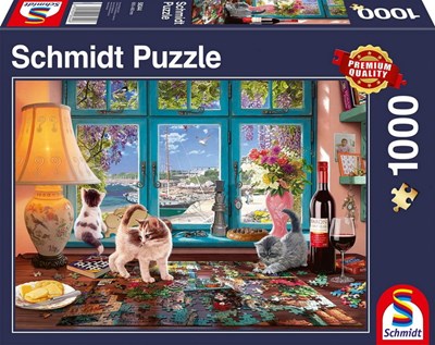 Schmidt - Table avec puzzle, 1000 pcs - 1000 PIÈCES - SCHMIDT