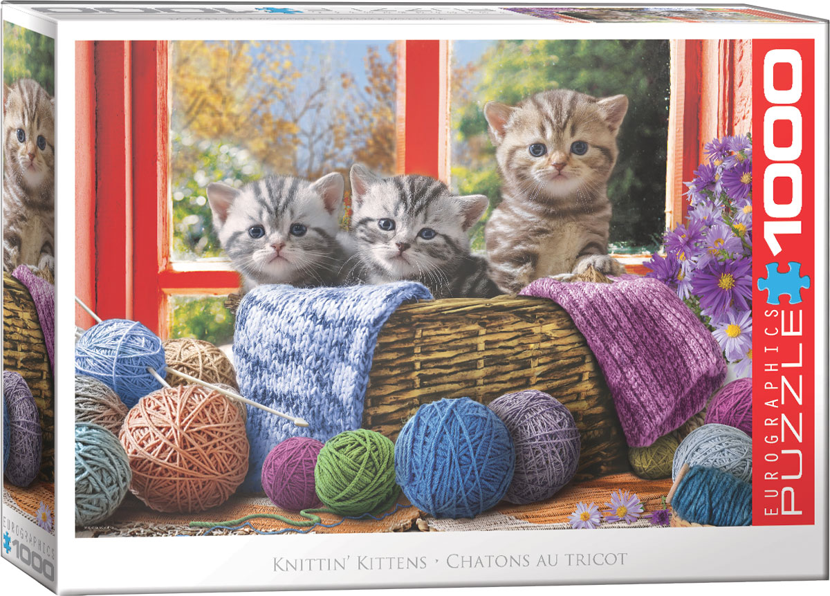 EUROGRAPHICS -Knittin' Kittens ,1000 pce - 999 PIECES ET MOINS - EUROGRAPHICS