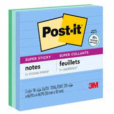 FEUILLETS POST-IT SS 4X4 LIGNE OASIS - PAPETERIE - 3M