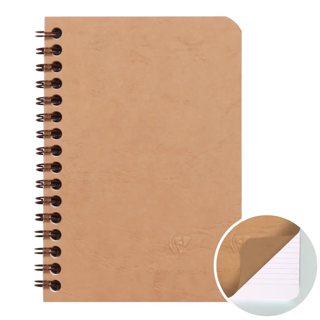 Cahier Agebag ligné tabac spirale 100p - Cahierligné, reliure à spiral tabac 100p - Clairefontaine