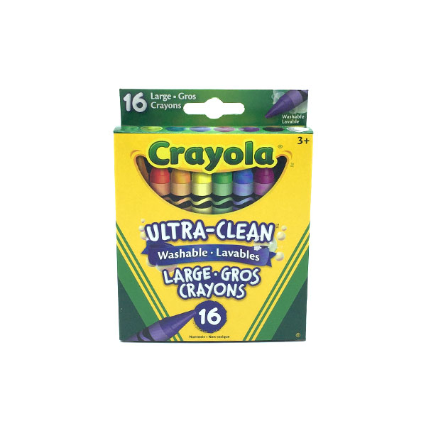 CRAYON DE CIRE ULTRA-CLEAN ( 16 ) LARGE - INSTRUMENTS D'ECRITURE - CRAYOLA