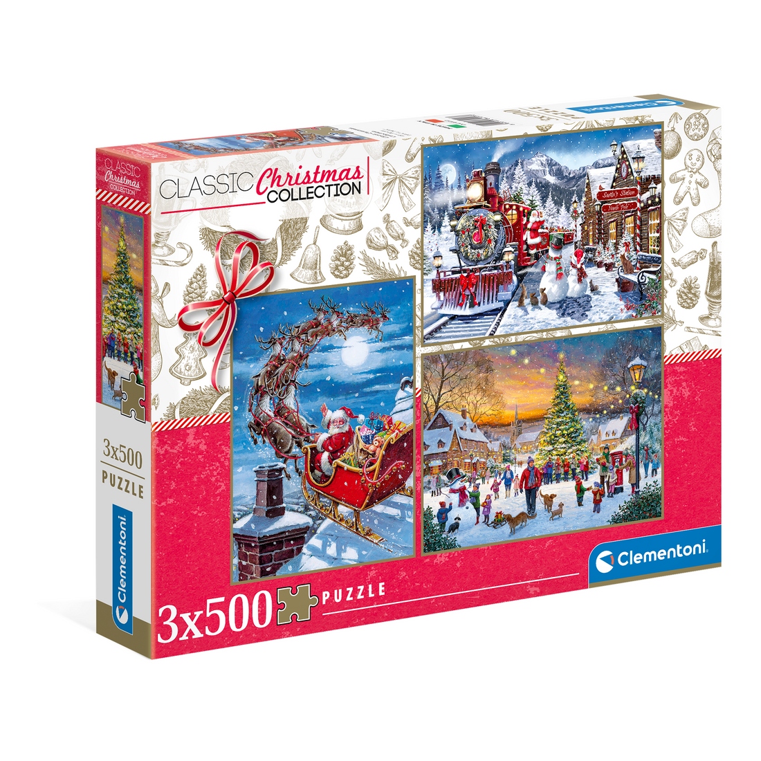 Clementoni - Collection de Noël 3x500 - 500 PIÈCES - CLEMENTONI
