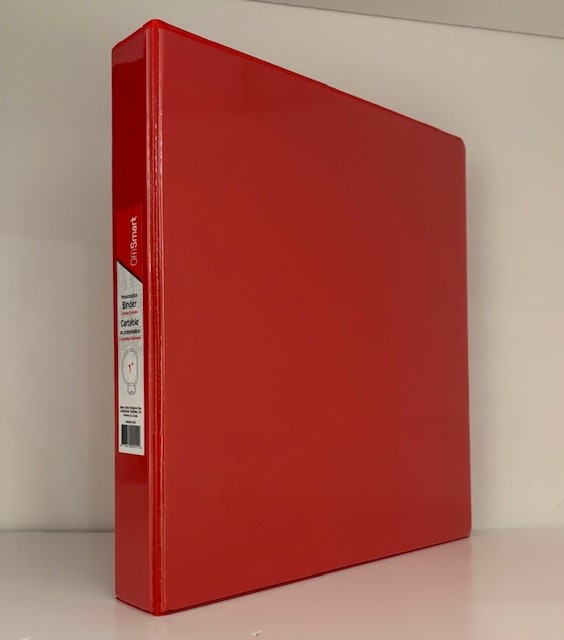 Reliure 1" Rouge, anneaux en D - SCOLAIRE - 