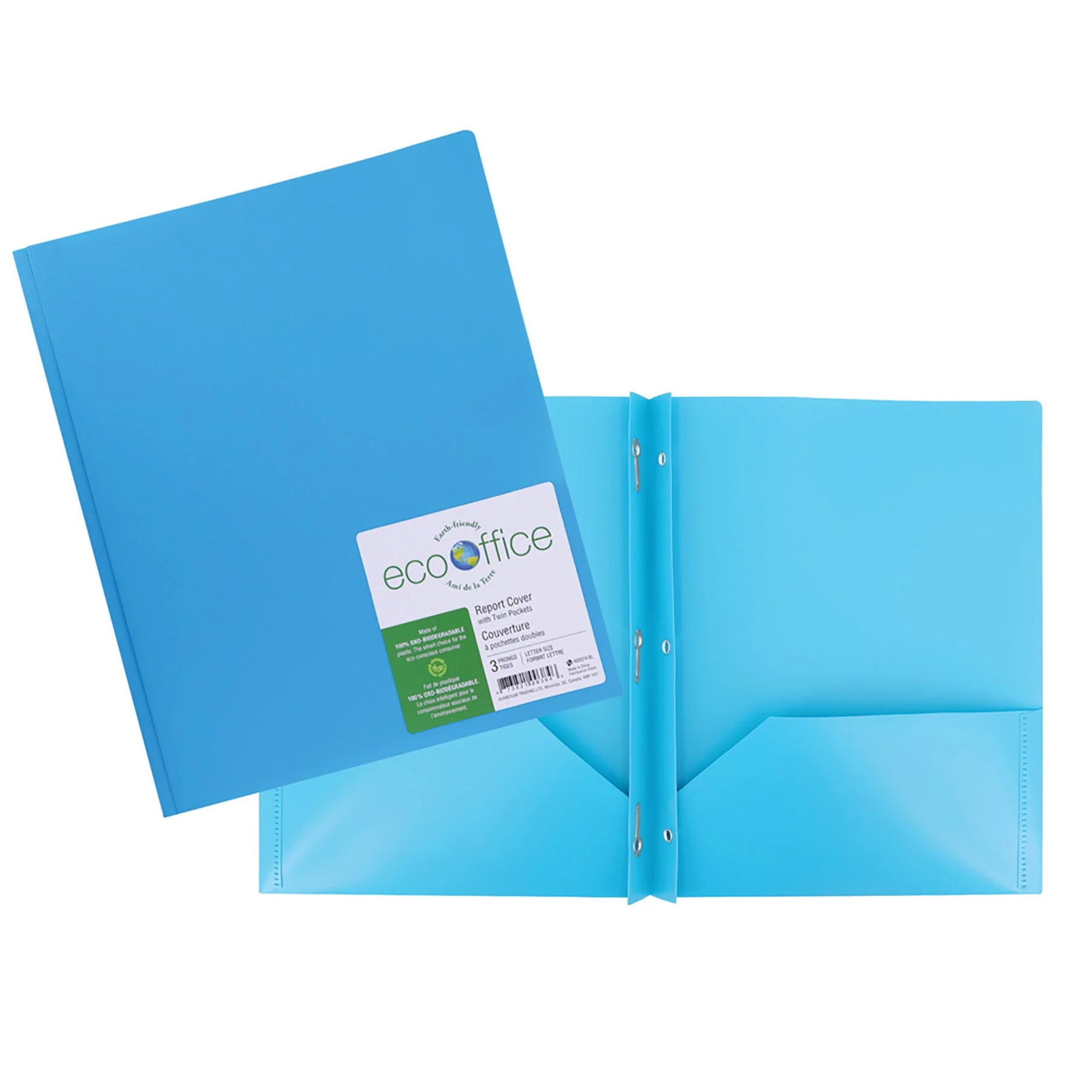 Couverture Poly 3 att. 2 pochettes Bleu - RELIURES & PRESENTATION - ECOOFFICE