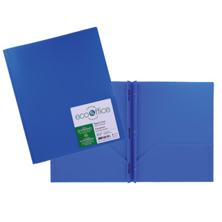 Couv. Poly 3 att. 2 poch. Bleu fonce - RELIURES & PRESENTATION - ECOOFFICE