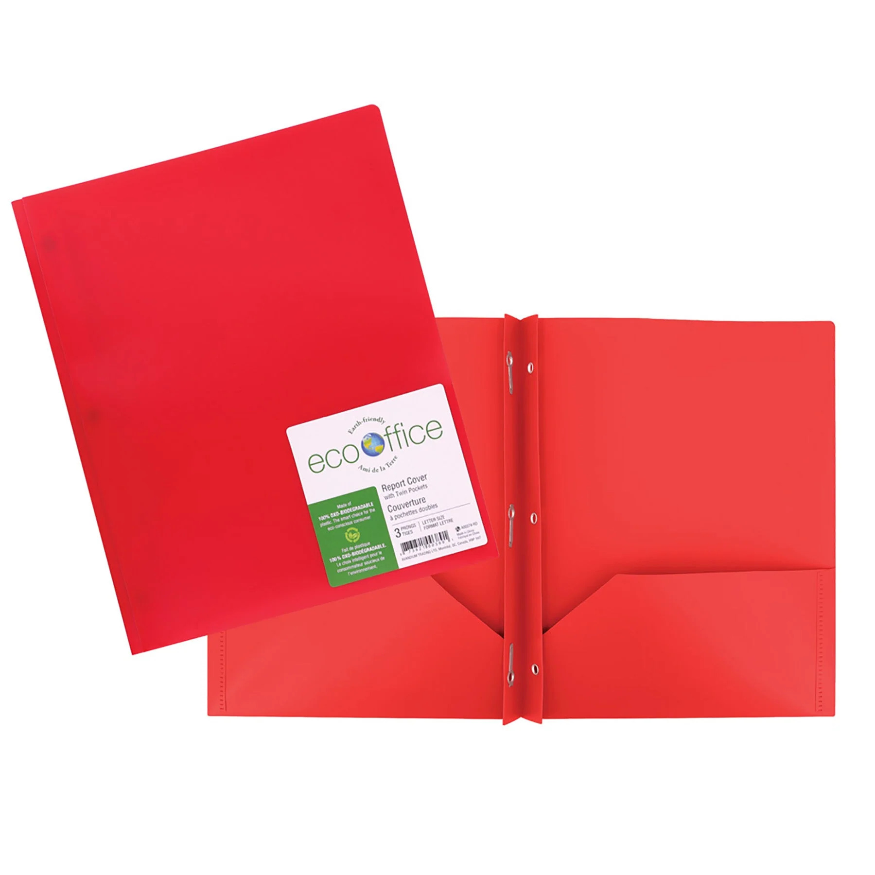 Couverture Poly 3 att. 2 pochettes Rouge - RELIURES & PRESENTATION - ECOOFFICE