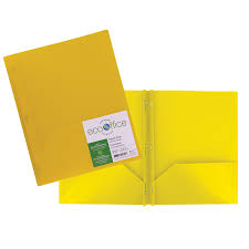 Couverture Poly 3 att. 2 pochettes Jaune - RELIURES & PRESENTATION - ECOOFFICE