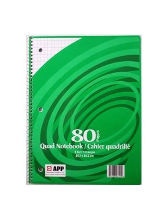 CAHIER QUADRILLE 80 PAGES 4 C./ 1" - - APP