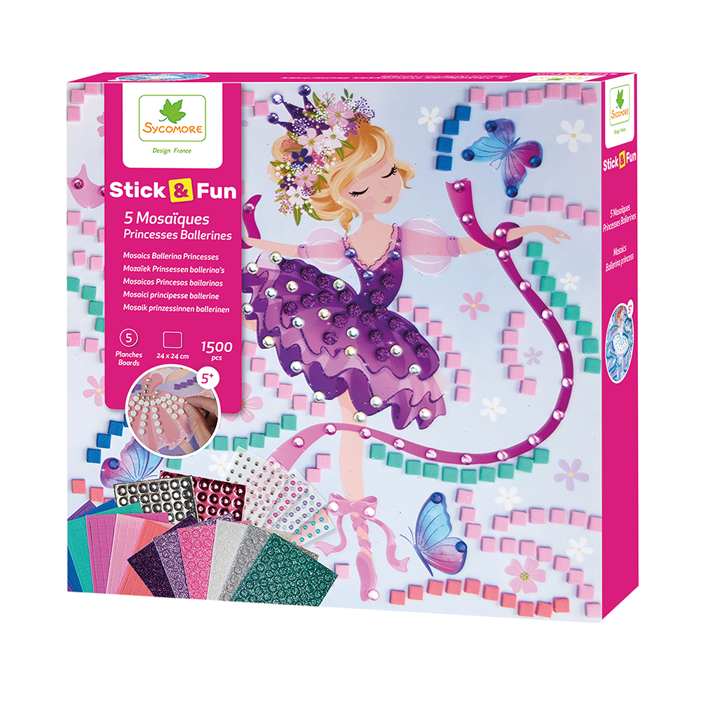 STICK'N FUN - MOSAIQUES PRINCESSE BALLER - PROJET DE BRICOLAGE - SYCOMORE