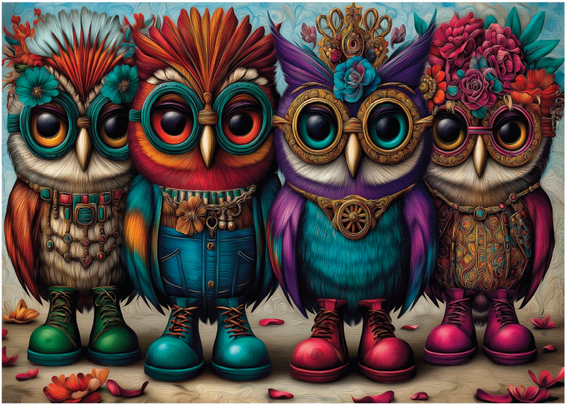 Delfy - Booted Owl Quartet, 1000 pcs - 1000 PIÈCES - DELFY