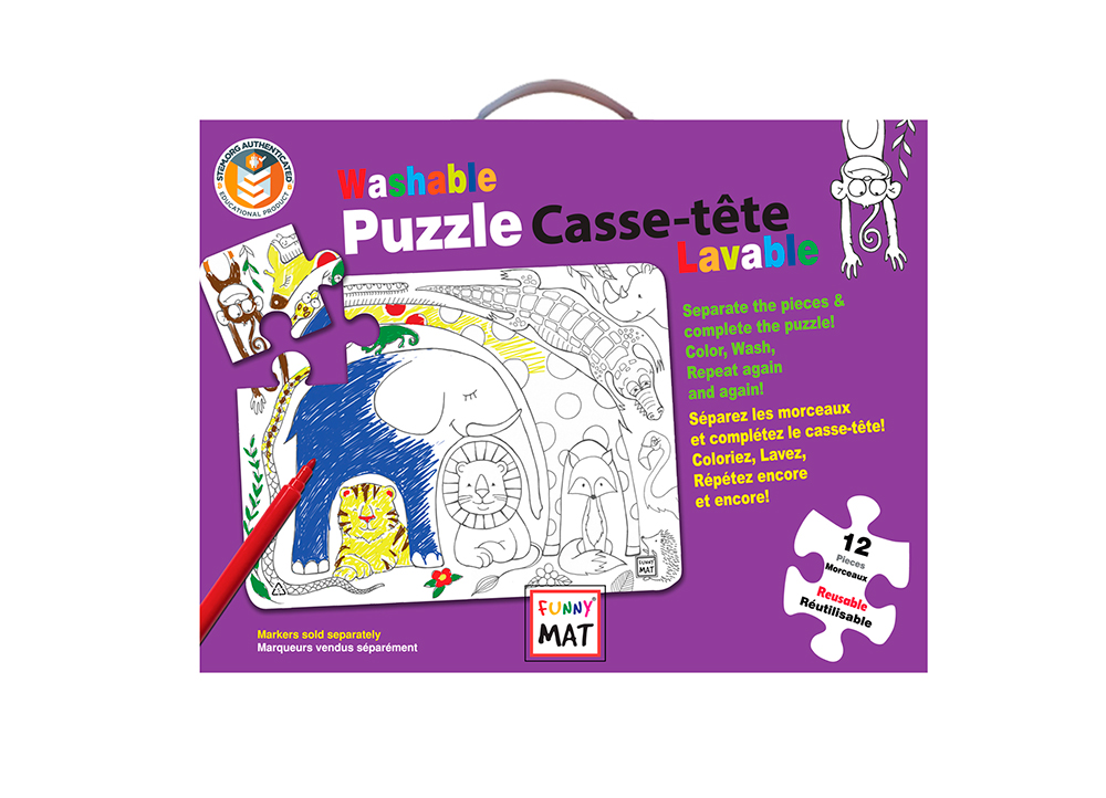 Casse-tete a colorier 12 pcs Animaux - DÉCOUVERTES - FUNNYMAT