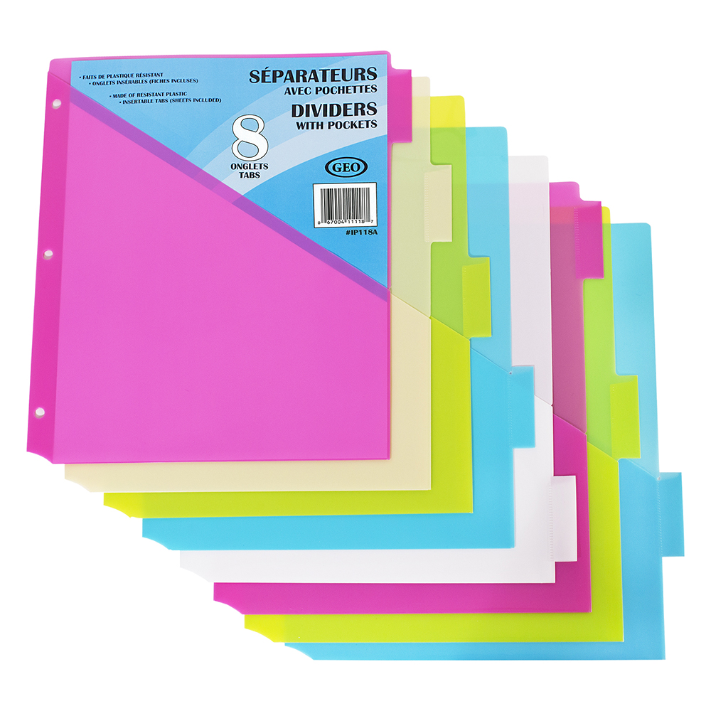 INDEX PLAST. 8 ONGLETS - RELIURES & PRESENTATION - MICROSOFT