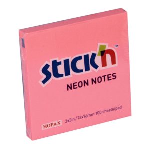 FEUILLETS ADH. 3X3 100 F. MAGENTA NEON - PAPETERIE - HOPAX