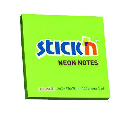 FEUILLETS ADH. 3X3 100 F. NEON VERT - PAPETERIE - HOPAX