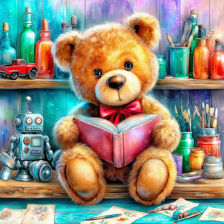 TEDDY BEAR 50 x 50 Broderie de Diamant - PROJET DE BRICOLAGE - JACAROU