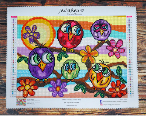 Drôles oiseaux 40 X 30 Broderie diamant - PROJET DE BRICOLAGE - JACAROU