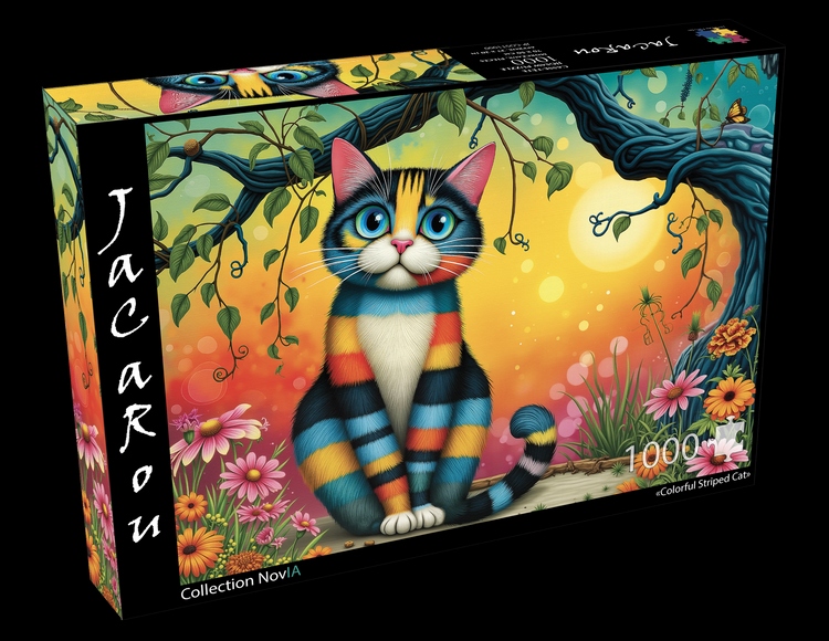 Jacarou - Colorful Striped Cat, 1000 - 1000 PIÈCES - JACAROU