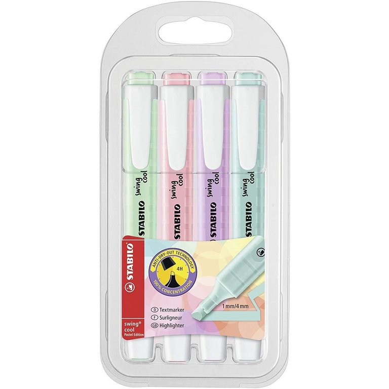 STABILO - SURLIGNEUR SWING COOL PAQ. 4 - INSTRUMENTS D'ECRITURE - STABILO